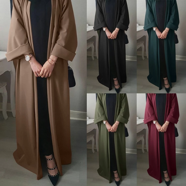 Women’s Long Sleeve Muslim Casual Solid Color Cardigan for Muslims