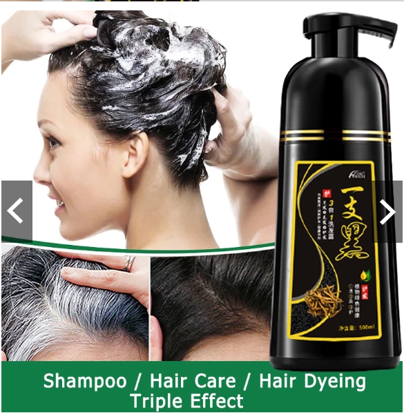 500mL Natural Black Hair Shampoo Hair Dye Professional 3-In-1 Wash/Nourish/Dye Grey Hair White Hair Turn To Black