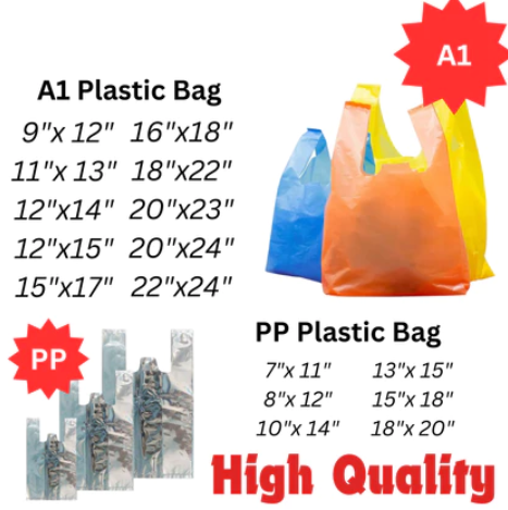 Affordable A1 Singlet Bag / T-Shirt Bag / Plastic Bag / Handle Bag / Singlet Plastic Bag / Takeaway Bag.