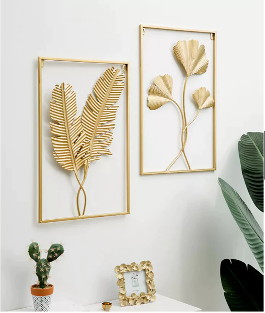 Gold Metal Wall Decor Frame – Stylish Living Room Wall Art for Home Decoration