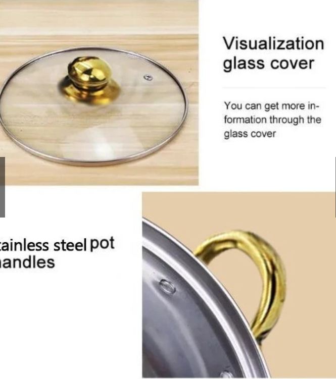 5-Piece Premium Stainless Steel Cookware Set with Elegant Gold Handles - Image 4