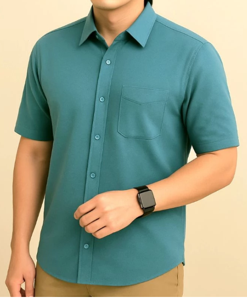 [S–4XL] Plain Men’s Shirt, Formal Short-Sleeve Men’s Shirt (No Logo), Cotton Shirt