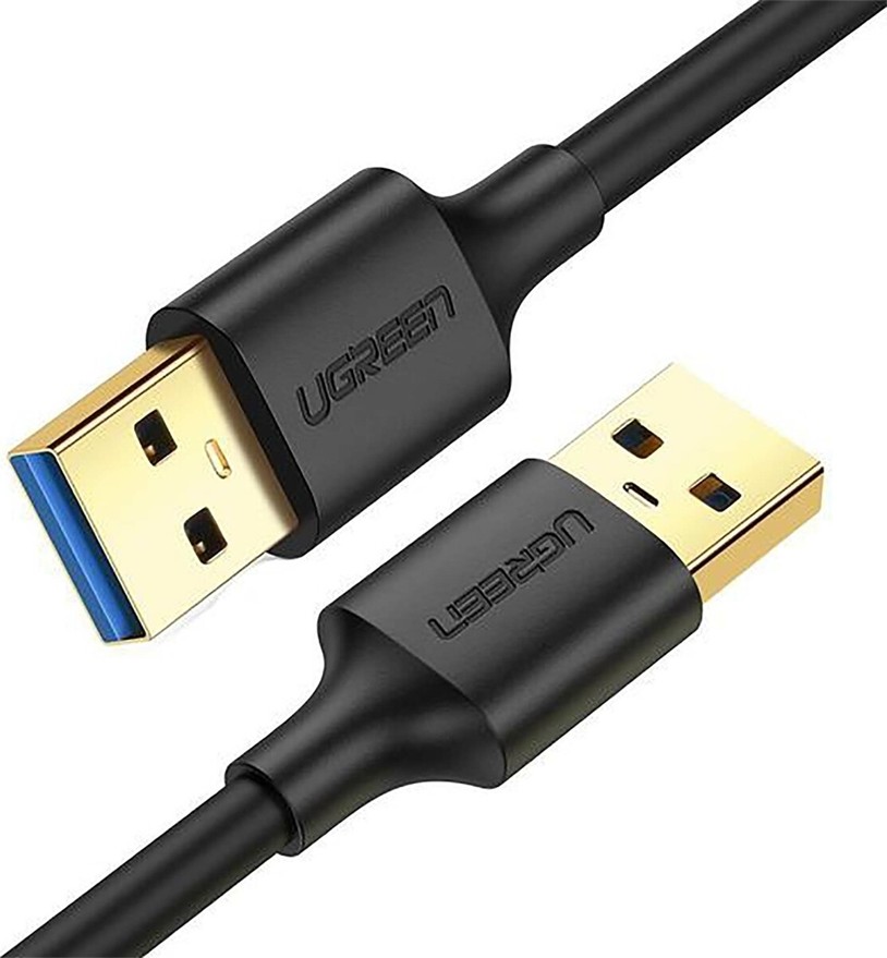 UGREEN USB 3.0 Type-A Male to Male Cable – 1 m, 5 Gbps, Gold-Plated, Black (Model 10370)