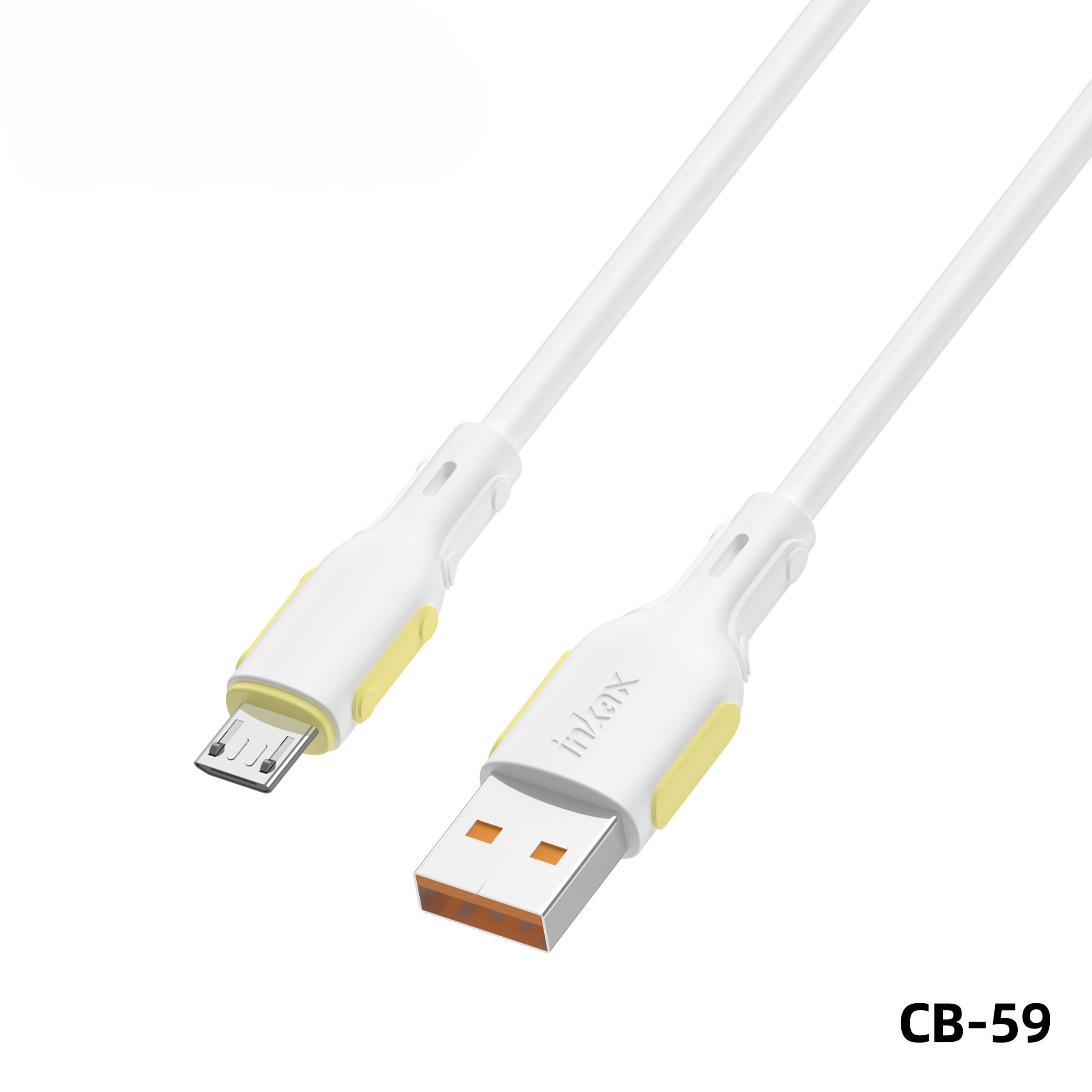 Inkax 1.0m Fast Charging USB-C Cable (Two-Tone White & Yellow) - Image 2