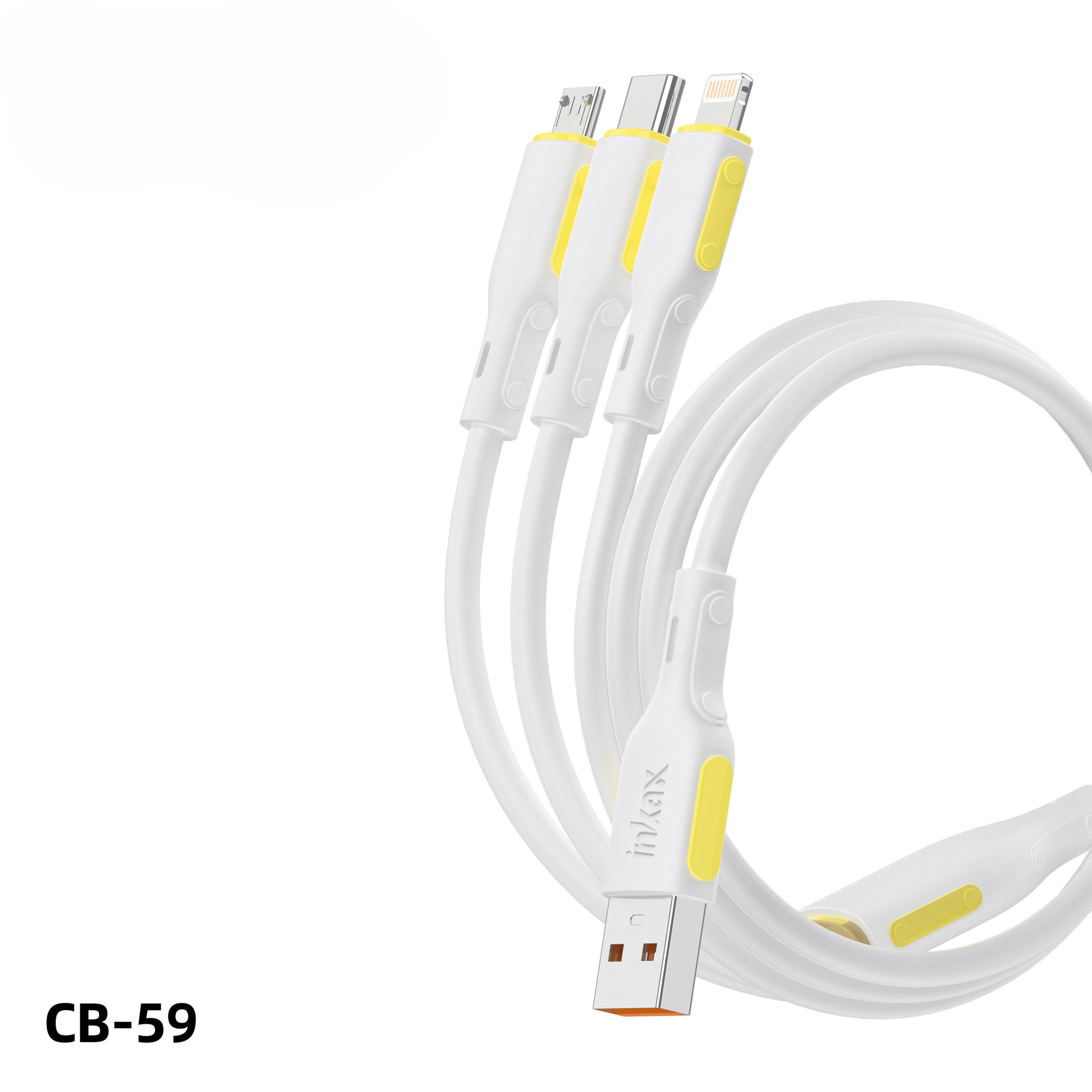 Inkax 1.0m Fast Charging USB-C Cable (Two-Tone White & Yellow)