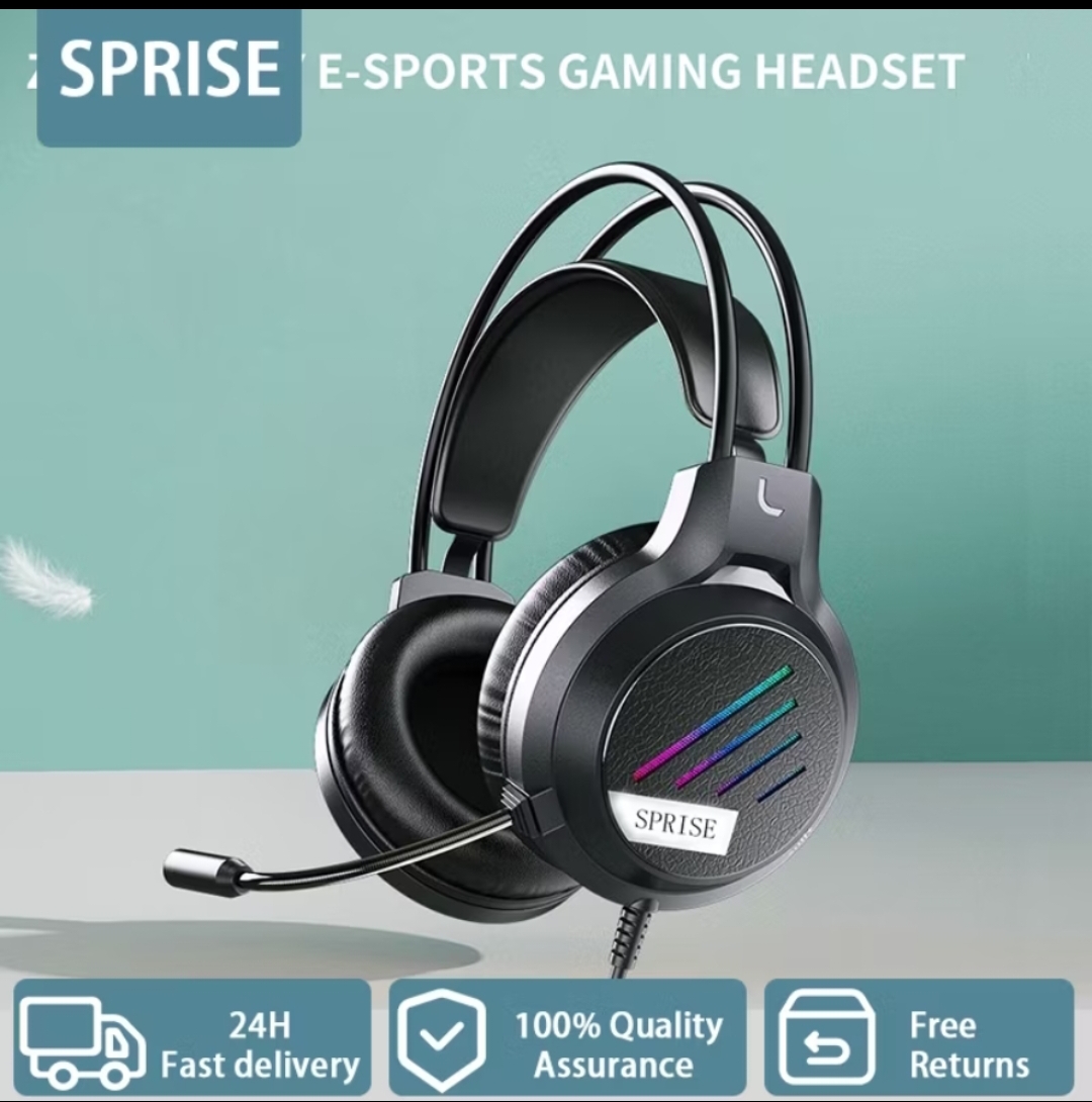 OSPRISE M19 Wired Gaming Headset – Stereo E-Sports Headphones with Noise-Cancelling Microphone and LED Lighting