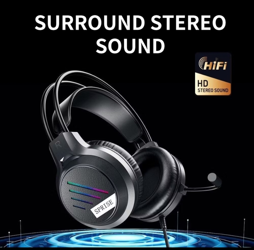 OSPRISE M19 Wired Gaming Headset – Stereo E-Sports Headphones with Noise-Cancelling Microphone and LED Lighting - Image 3