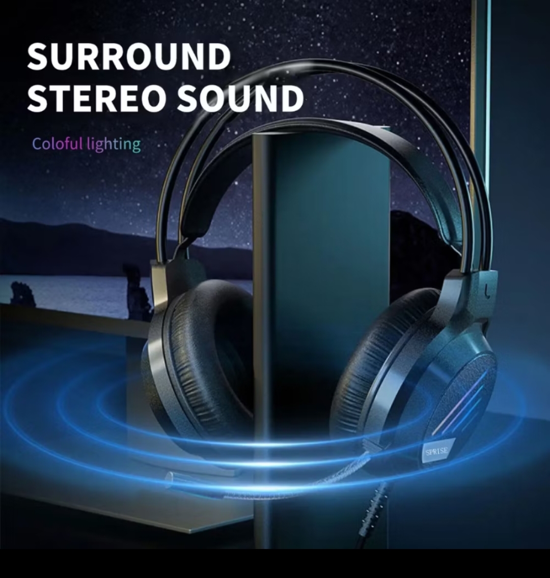 OSPRISE M19 Wired Gaming Headset – Stereo E-Sports Headphones with Noise-Cancelling Microphone and LED Lighting - Image 2