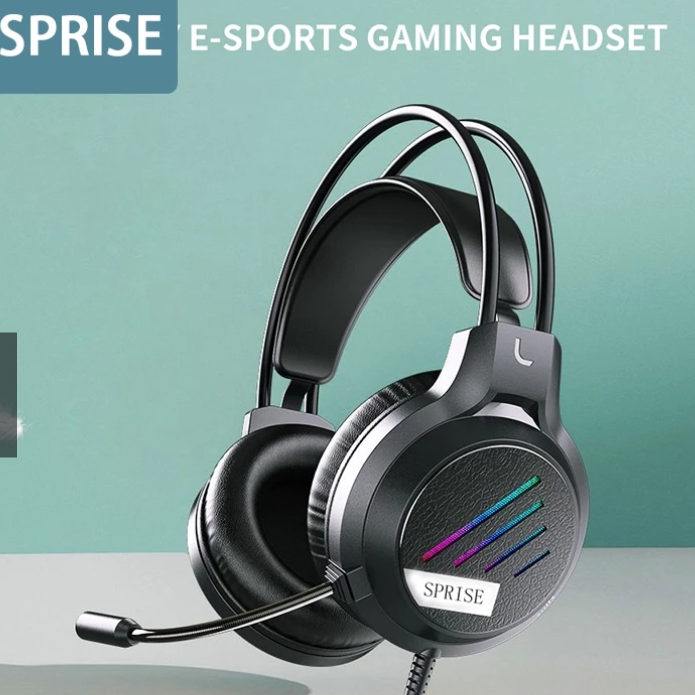 SPRISE M19 Wired Gaming Headset with Stereo Sound, Noise-Cancelling Mic & LED Light  E-commerce Optimized