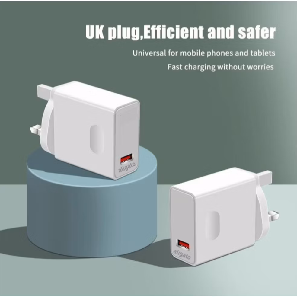 ALIGATO 240W Mobile Phone Charger – Compact UK Adapter with USB Interface