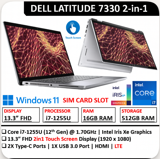 Dell Latitude 7330 2-in-1 advertisement – Used Unit-in Excellent Condition