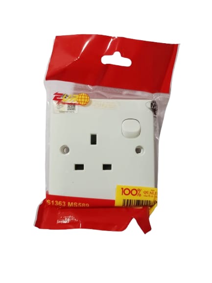 1-Gang Switch Socket Outlet – Wall Mounted Electrical Switch
