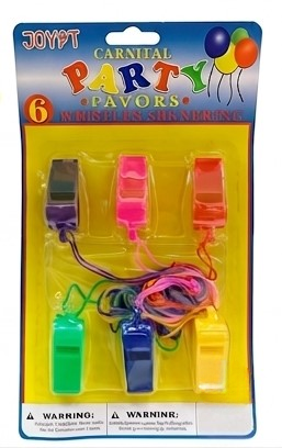 Carnival Party Favor Whistles with Lanyards