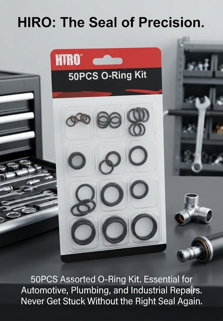 HIRO 50PCS Assorted O-Ring Kit (Automotive & Industrial Sealing Assortment)