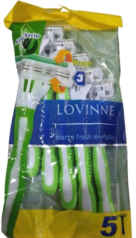 3-Blade Disposable Razors with Aloe Strip (Pack of 5)