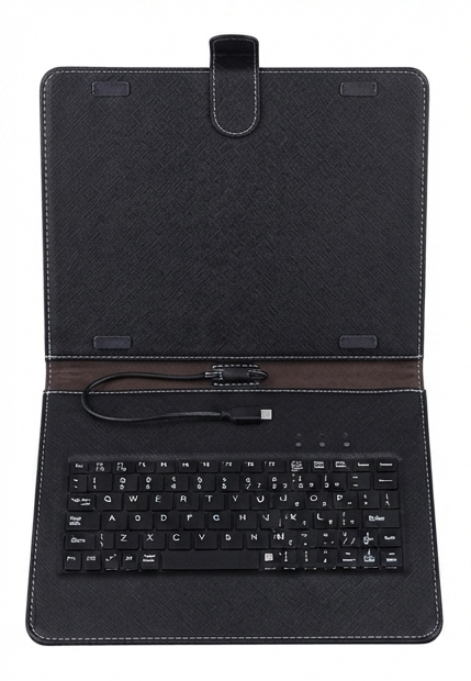 Universal 7-inch / 8-inch Tablet Folio Case with Wired USB Type-C Keyboard