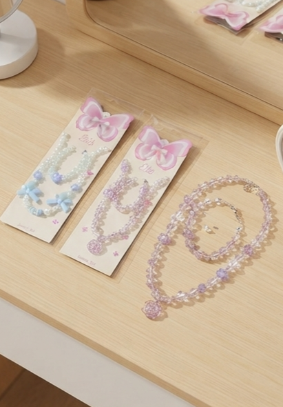 Ell's Children's Beaded Jewelry Sets (Assorted Blue & Purple Designs)