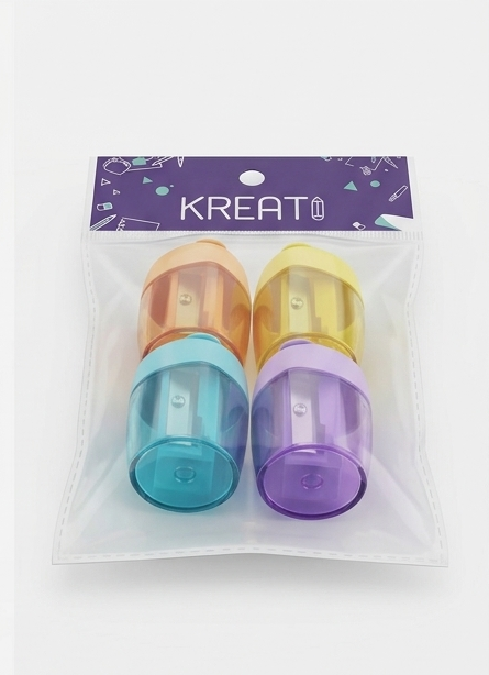 KREATI Single-Hole Barrel Pencil Sharpeners (4-Pack)