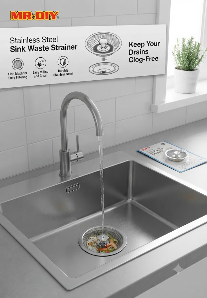 MR. DIY Stainless Steel Sink Waste Strainer (Model: JM-8047) - 8.5cm